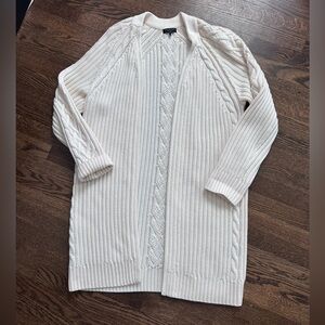 Rag & Bone Cable Knit Wool-Cotton Long Cardigan – Size L (Ivory / Winter White)